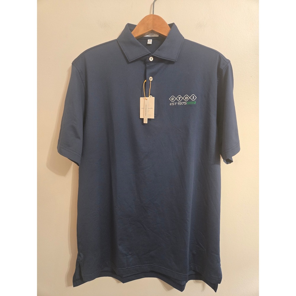 Peter Millar Crown Sport Polo Shirt Med Navy Blue NWT CTCI Golf Performance